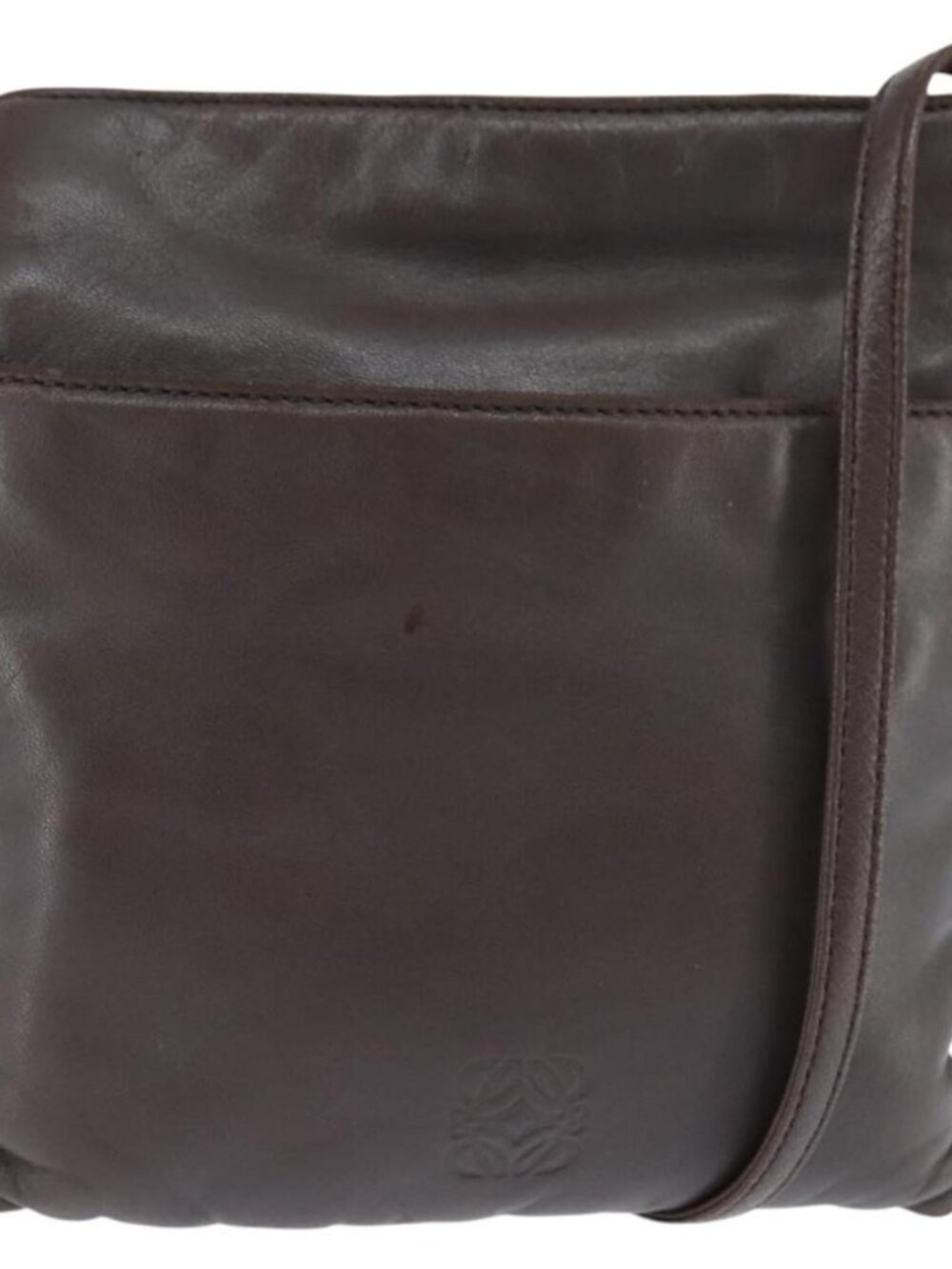 Authentic LOEWE Anagram Pouch Shoulder Bag Leather Dark Brown - Picture 1 of 16